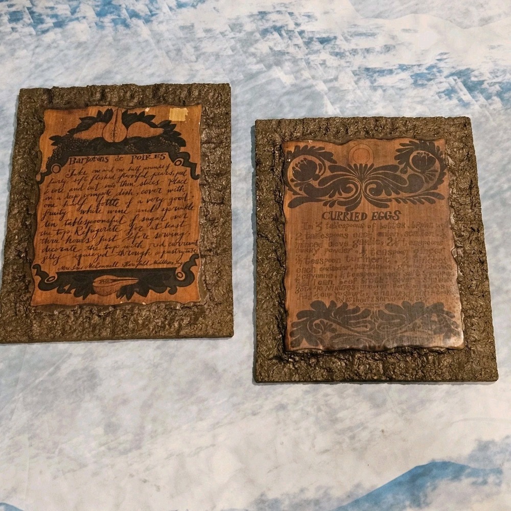 Rustic Country Kitchen‎ Recipe Plaques Set of 2 Wooden Wall Decor Farmhouse